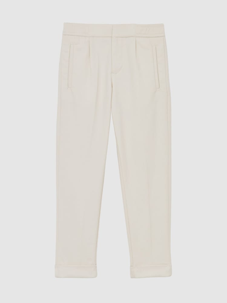 Reiss Off White Brighton 13-14 yrs Relaxed-Fit Pleated Tapered Trousers - Image 1 of 4 Reiss Off White Brighton 13-14 yrs Relaxed-Fit Pleated Tapered Trousers - Image 1 of 4