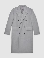 Reiss Grey Smarter Double-Breasted Relaxed-Fit Overcoat - Image 2 of 7