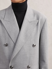 Reiss Grey Smarter Double-Breasted Relaxed-Fit Overcoat - Image 5 of 7