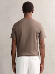 Reiss Taupe Brown Count Airwater-Cotton Crew-Neck T-Shirt - Image 5 of 6