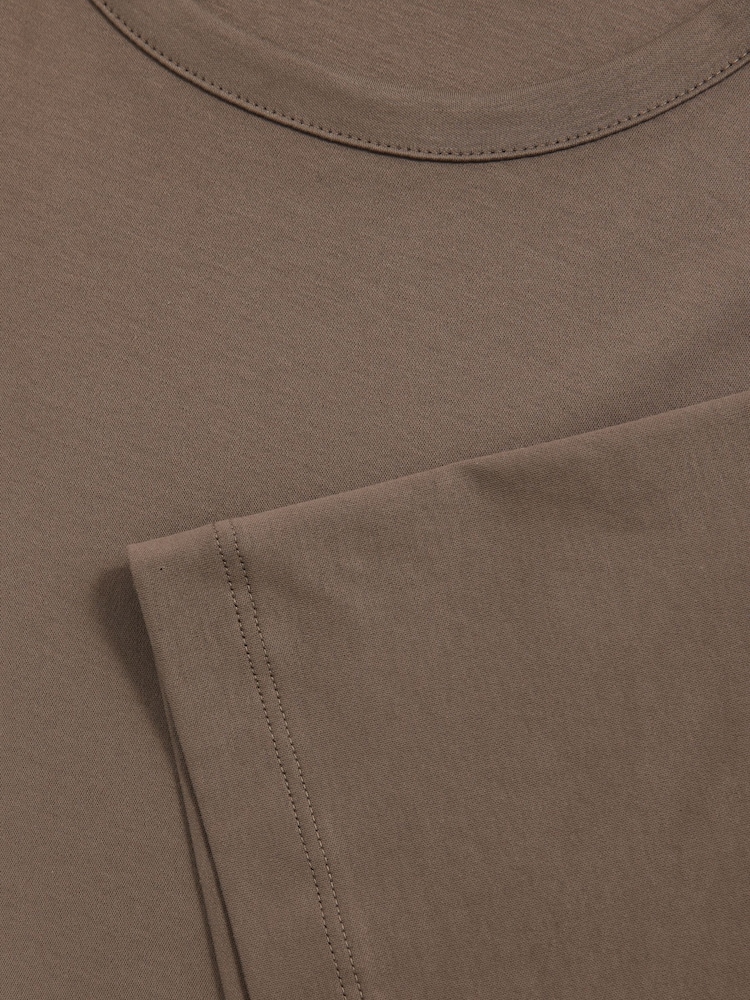 Reiss Taupe Brown Count Airwater-Cotton Crew-Neck T-Shirt - Image 6 of 6 Reiss Taupe Brown Count Airwater-Cotton Crew-Neck T-Shirt - Image 6 of 6