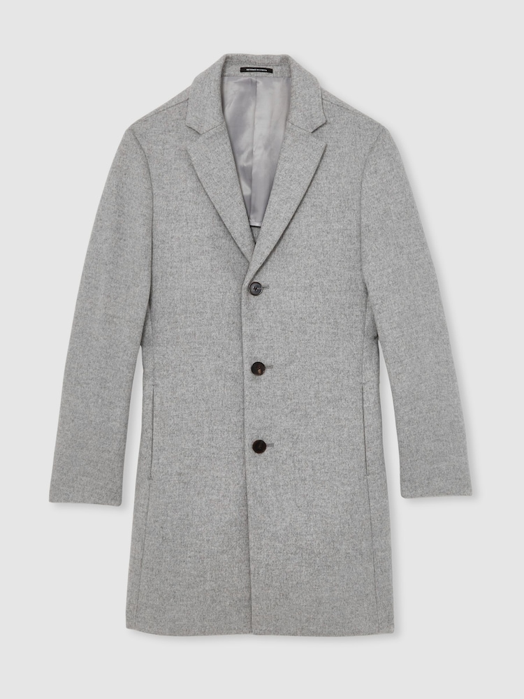 Reiss Soft Grey Gable Wool-Blend Single-Breasted Overcoat - Image 2 of 6