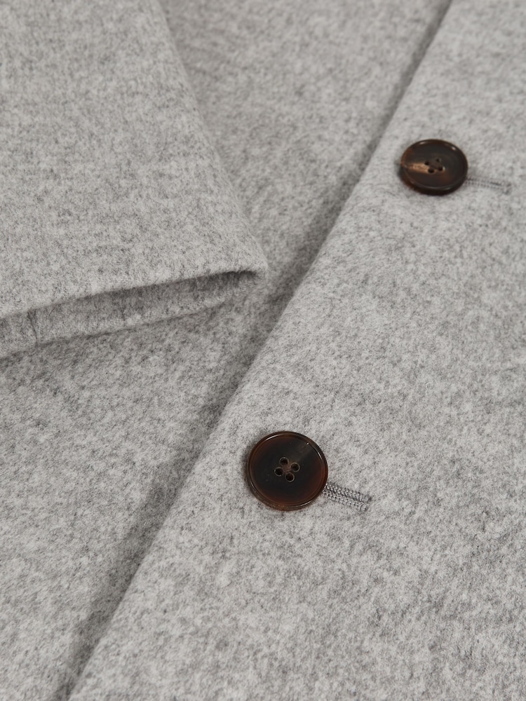 Reiss Soft Grey Gable Wool-Blend Single-Breasted Overcoat - Image 6 of 6