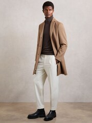 Reiss Light Brown Gable Wool-Blend Single-Breasted Overcoat - Image 1 of 7