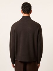 Reiss Dark Brown Curtis Monogram Wool Funnel-Neck Jumper - Image 5 of 7