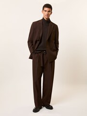Reiss Dark Brown Curtis Monogram Wool Funnel-Neck Jumper - Image 6 of 7