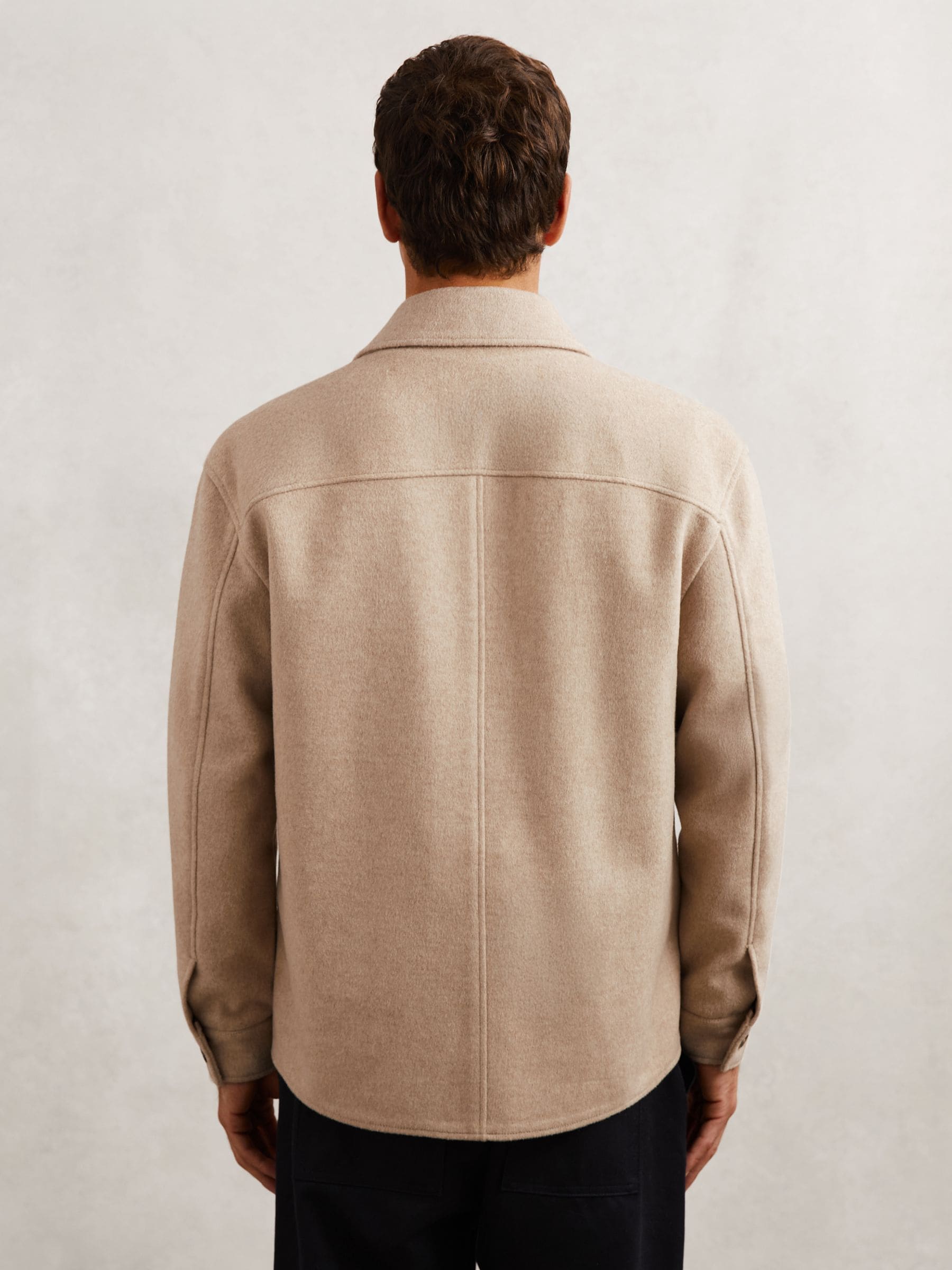Buy Reiss Oatmeal Brown Liam Wool-Blend Twin-Pocket Overshirt from