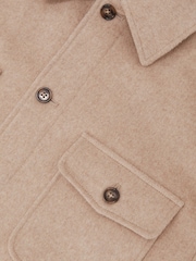 Reiss Oatmeal Brown Liam Wool-Blend Twin-Pocket Overshirt - Image 7 of 7