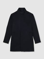 Reiss Navy Fuel Wool-Blend Gilet-Insert Coat - Image 2 of 8
