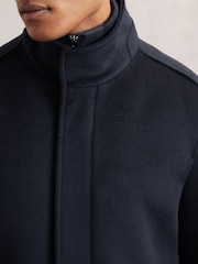 Reiss Navy Fuel Wool-Blend Gilet-Insert Coat - Image 3 of 8