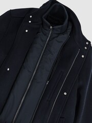 Reiss Navy Fuel Wool-Blend Gilet-Insert Coat - Image 8 of 8