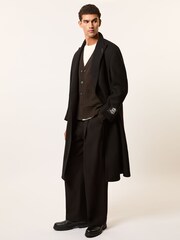 Reiss Brown Norris Monogram Embroidered Wool Cardigan - Image 5 of 7