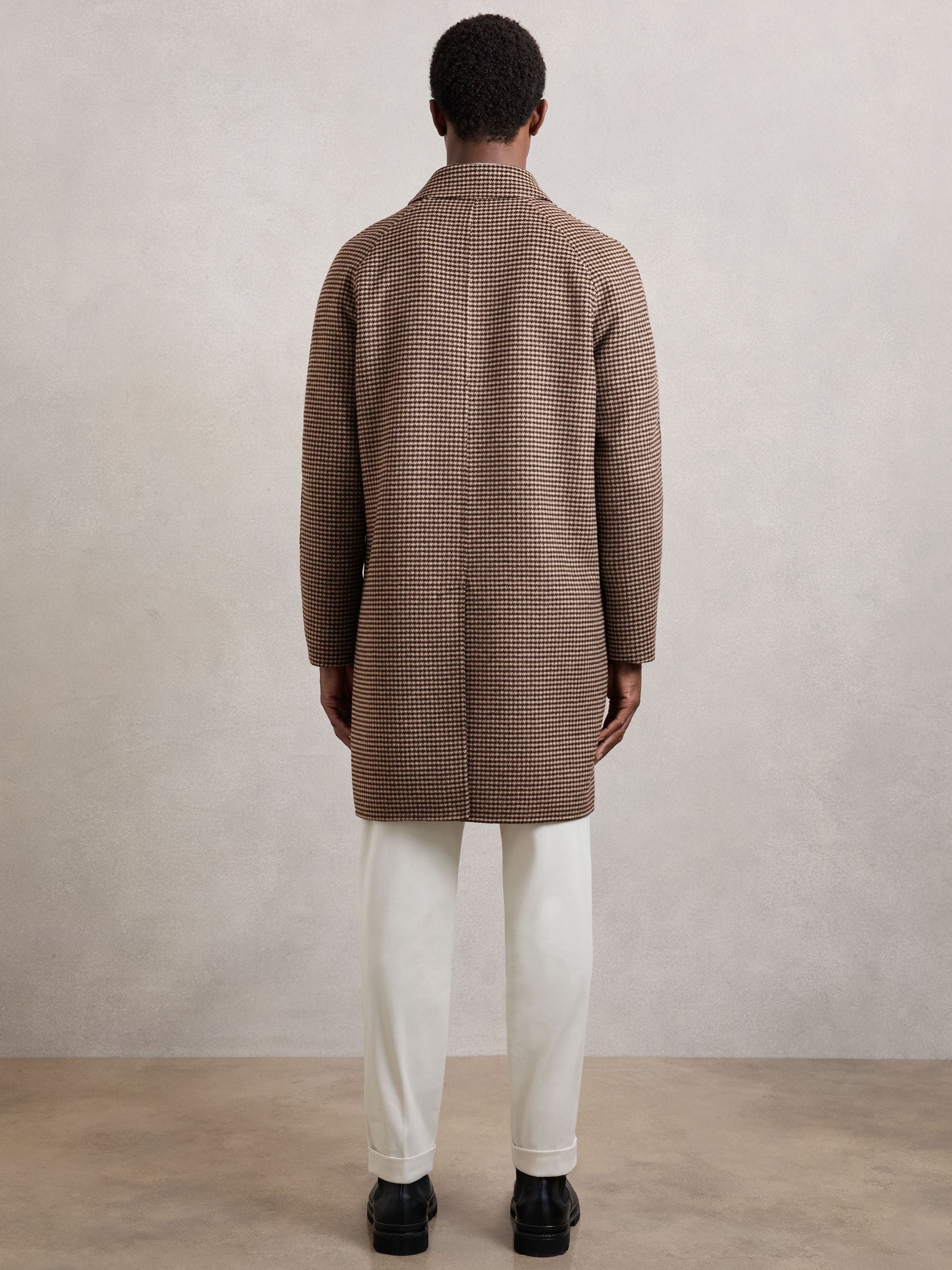 Buy Reiss Brown Morpeth Wool-Blend Dogtooth-Check Overcoat from Buy Reiss Brown Morpeth Wool-Blend Dogtooth-Check Overcoat from