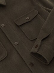 Reiss Khaki Green Liam Wool-Blend Twin-Pocket Overshirt - Image 6 of 6