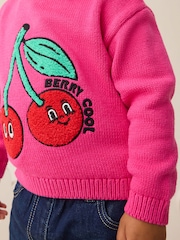Pink Cherry Embroidered Knitted Jumper (3mths-7yrs) - Image 4 of 4