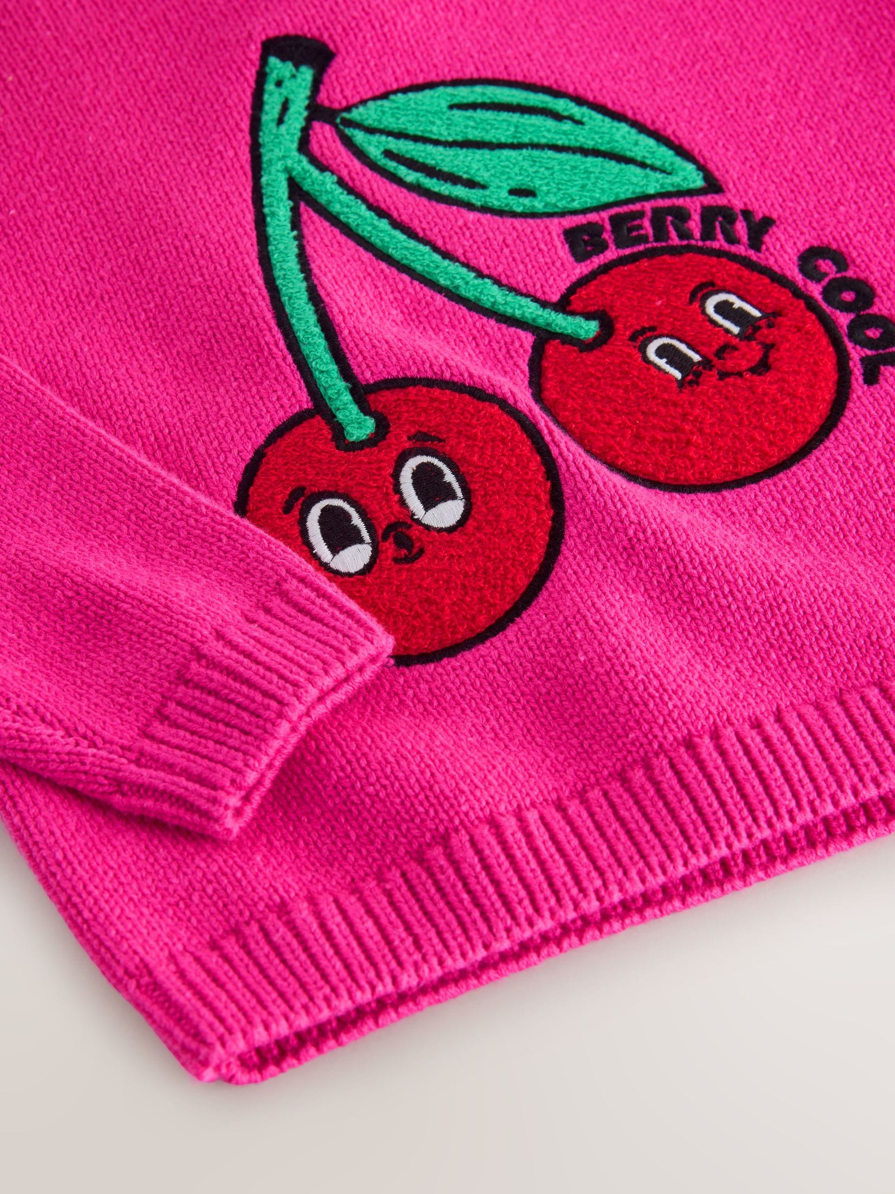 Buy Pink Cherry Embroidered Knitted Jumper (3mths-7yrs) from the