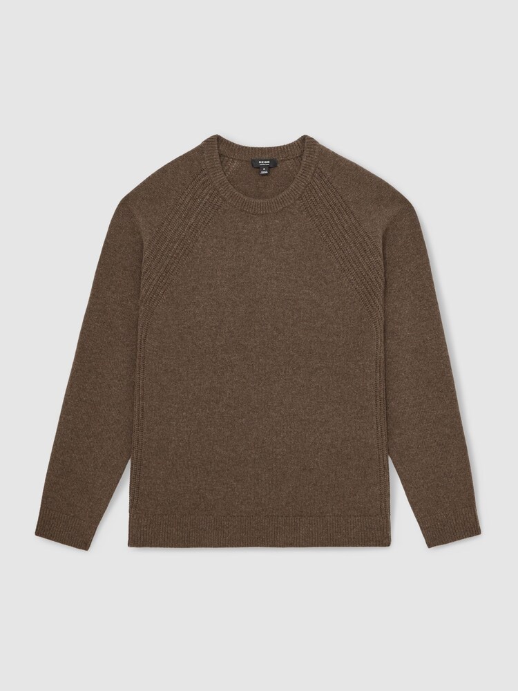 Reiss Pecan Brown Foulton Wool-Cashmere Reverse-Seam Jumper - Image 2 of 6
