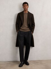 Reiss Pecan Brown Foulton Wool-Cashmere Reverse-Seam Jumper - Image 4 of 6