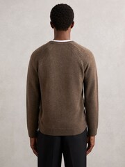 Reiss Pecan Brown Foulton Wool-Cashmere Reverse-Seam Jumper - Image 5 of 6