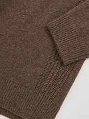 Reiss Pecan Brown Foulton Wool-Cashmere Reverse-Seam Jumper - Image 6 of 6