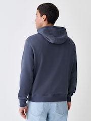 Steel Blue Regular Fit Heavyweight Cotton Rich Jersey Hoodie - Image 3 of 8
