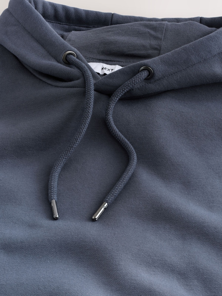 Steel Blue Regular Fit Heavyweight Cotton Rich Jersey Hoodie - Image 8 of 8 Steel Blue Regular Fit Heavyweight Cotton Rich Jersey Hoodie - Image 8 of 8