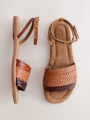 Tan Brown Standard/Wide Fit Forever Comfort® Woven Flat Sandals - Image 1 of 5