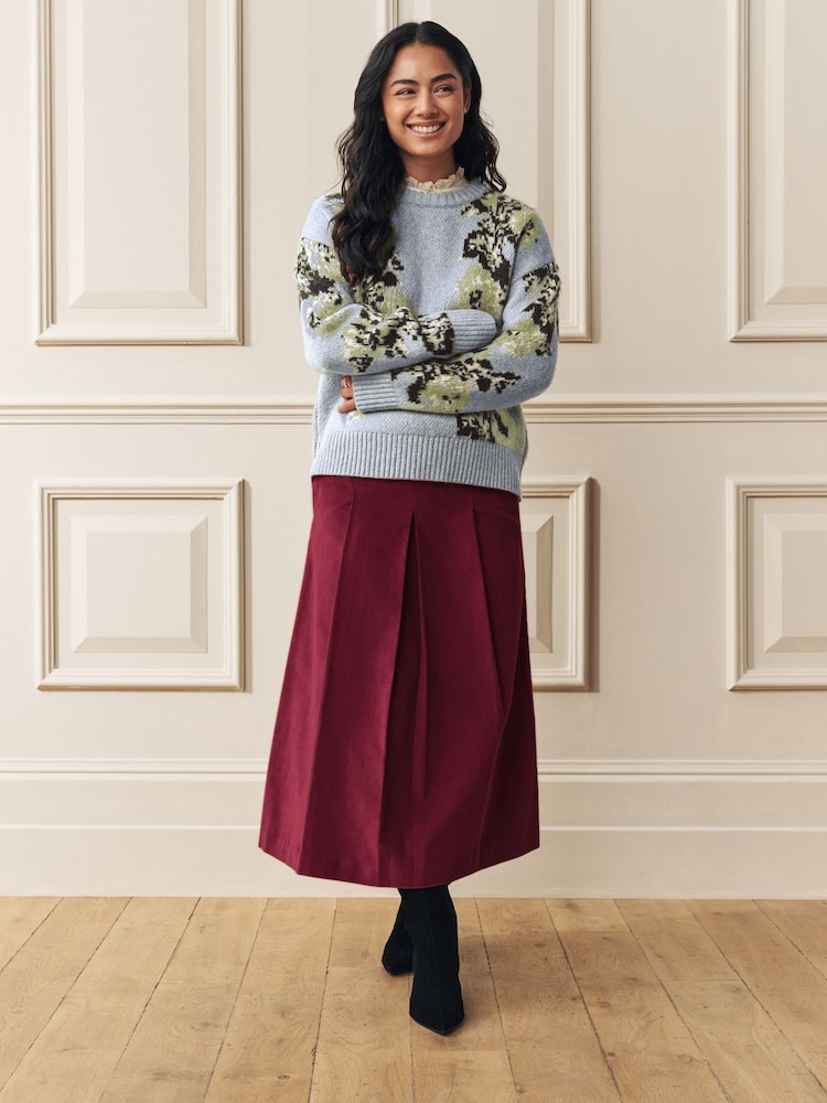 Laura Ashley Burgundy Red Maxi Cord Skirt - Image 1 of 3