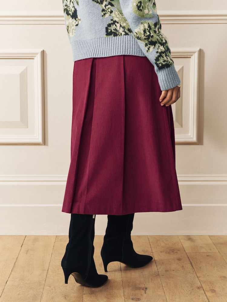 Laura Ashley Burgundy Red Maxi Cord Skirt - Image 2 of 3