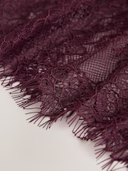 Burgundy Red Short Sleeve Lace Hem T-Shirt - Image 6 of 7