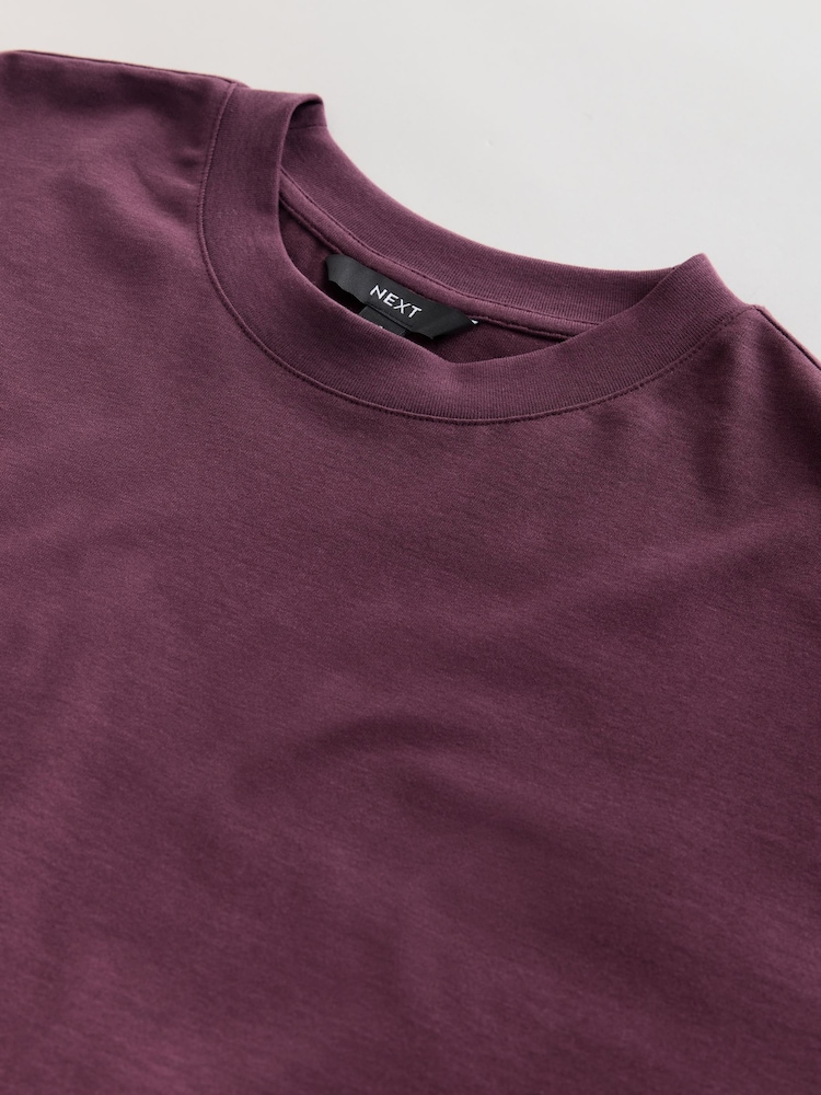 Burgundy Red Short Sleeve Lace Hem T-Shirt - Image 7 of 7