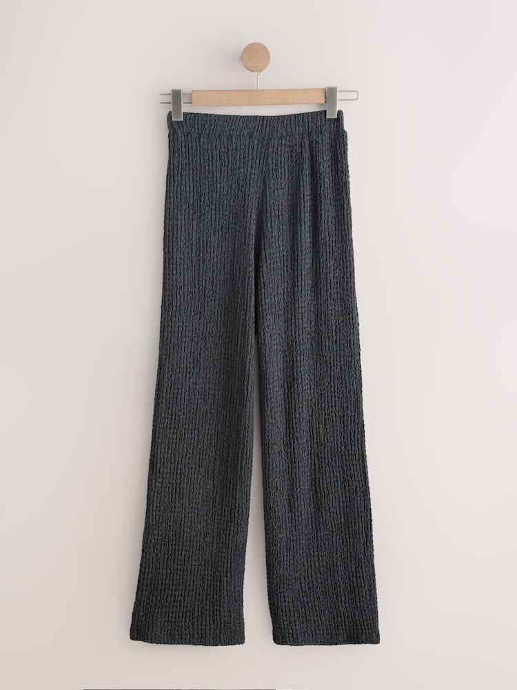 Grey Textured Wide Leg Trousers - Image 1 of 3