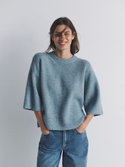 The Set 2 Pack Chunky Ribbed Knitted T-Shirts With Wool Soft Blue/Neutral Cream - Image 1 of 6