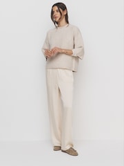 The Set 2 Pack Chunky Ribbed Knitted T-Shirts With Wool Soft Blue/Neutral Cream - Image 3 of 6