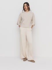 The Set 2 Pack Chunky Ribbed Knitted T-Shirts With Wool Soft Blue/Neutral Cream - Image 4 of 6