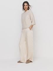 The Set 2 Pack Chunky Ribbed Knitted T-Shirts With Wool Soft Blue/Neutral Cream - Image 5 of 6