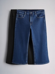 The Set 2 Pack Cropped Flared Jeans Black/Mid Blue Denim - Image 1 of 6
