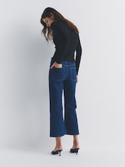 The Set 2 Pack Cropped Flared Jeans Black/Mid Blue Denim - Image 5 of 6