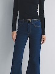 The Set 2 Pack Cropped Flared Jeans Black/Mid Blue Denim - Image 6 of 6