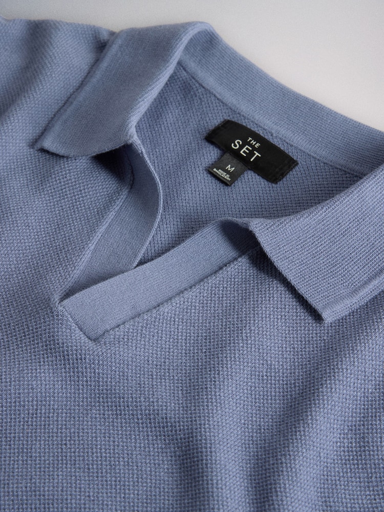 The Set 3 Pack Fine Gauge Cotton Blend Trophy Neck Short Sleeve Jumpers Navy/White - Image 10 of 10 The Set 3 Pack Fine Gauge Cotton Blend Trophy Neck Short Sleeve Jumpers Navy/White - Image 10 of 10