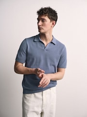 The Set 3 Pack Fine Gauge Cotton Blend Trophy Neck Short Sleeve Jumpers Navy/White - Image 6 of 10