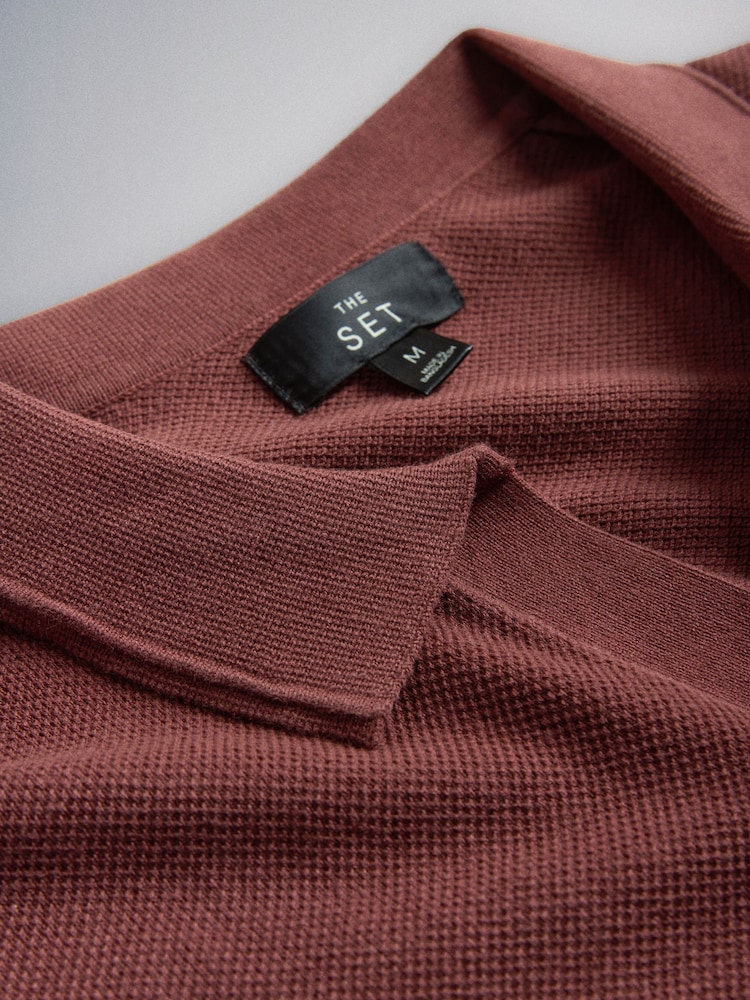 بني/وردي - حزمة من 3 كنزات بكُم قصير بياقة سبعة من مزيج قطن محبوكة بنمط ناعم من The Set - صورة 7 من 7