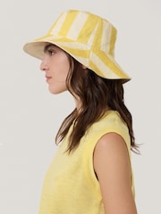 Jigsaw Yellow Cotton Stripe Bucket Hat - Image 1 of 2