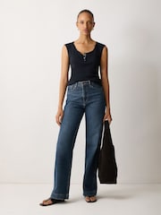 Jigsaw Blue Baby Fine Cotton Henley T-Shirt - Image 2 of 5