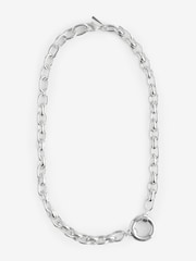 Jigsaw Silver Tone Round Link Chain Necklace - Image 1 of 4