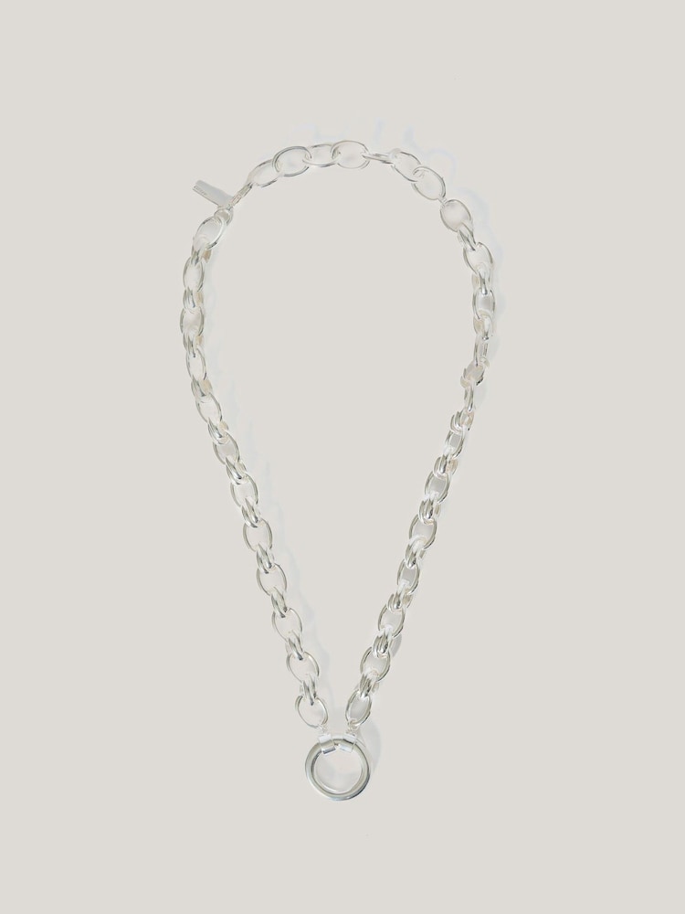 Jigsaw Silver Tone Round Link Chain Necklace - Image 2 of 4