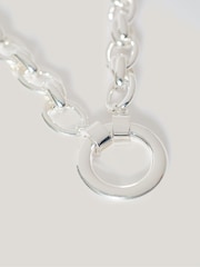 Jigsaw Silver Tone Round Link Chain Necklace - Image 3 of 4