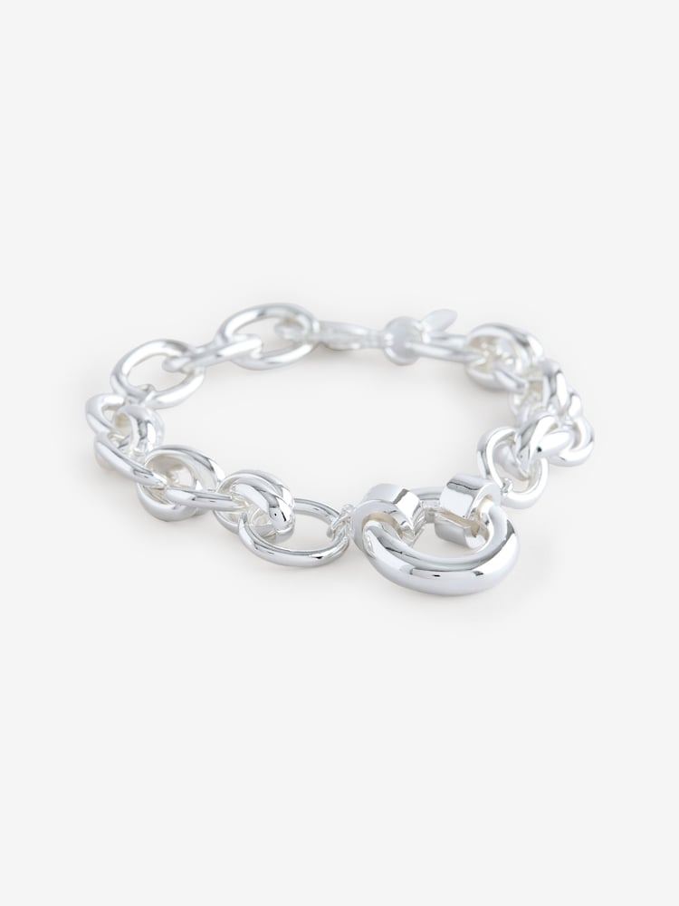 Jigsaw Silver Tone Round Link Chain Bracelet - Image 1 of 4