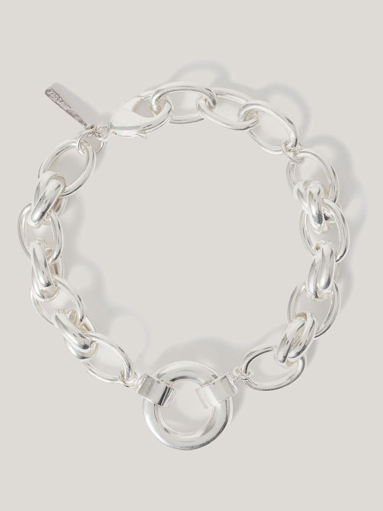 Jigsaw Silver Tone Round Link Chain Bracelet - Image 2 of 4