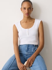 Jigsaw White Baby Fine Cotton Henley T-Shirt - Image 1 of 5